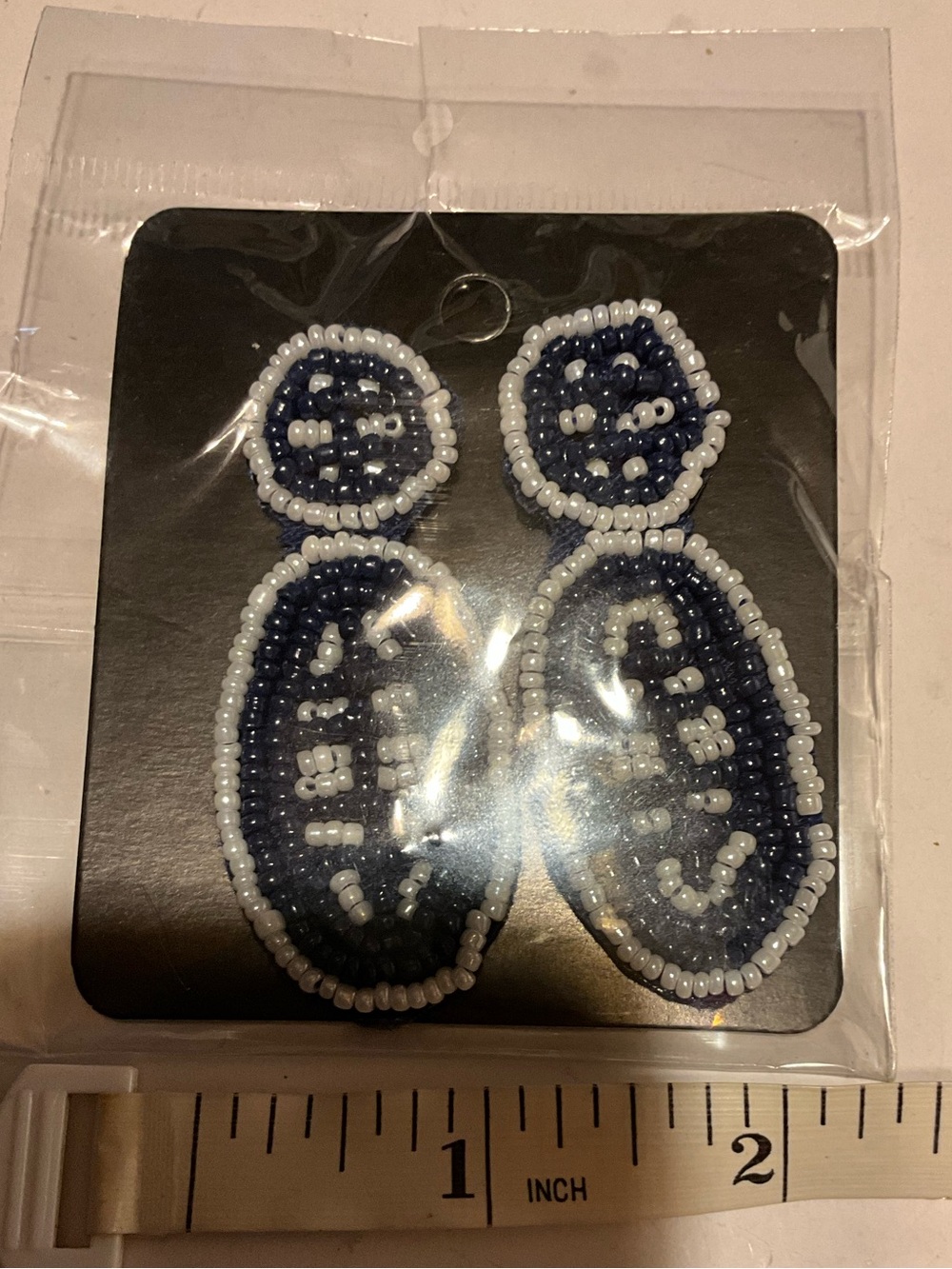 Beaded Drop Earrings - Navy and White vintage 2004 collection new